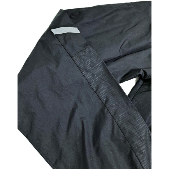 Russell Athletic Men's Large Zip Rain Jacket Run Windbreaker Black Green Hood - Picture 3 of 11